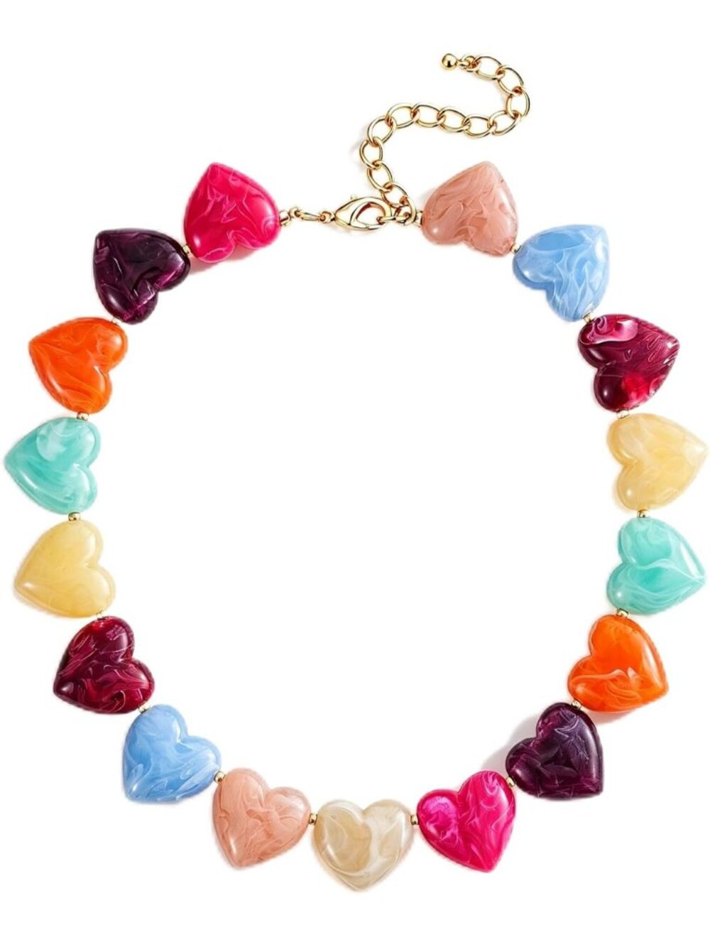 Women's Multicolour Shell Resin Heart Choker Vintage Chunky Statement Jewelry